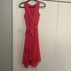 TOMMY HILFIGER Womens Coral High-low Hem Sleeveless Fit + Flare Dress. Size 4